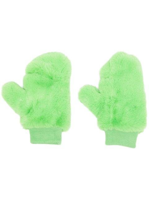 Mira faux-fur mittens by JAKKE