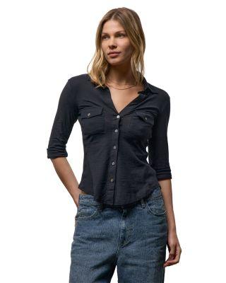 Sheer Slub Side Panel Shirt by JAMES PERSE