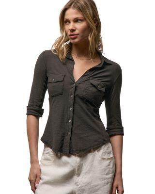 Sheer Slub Side Panel Shirt by JAMES PERSE