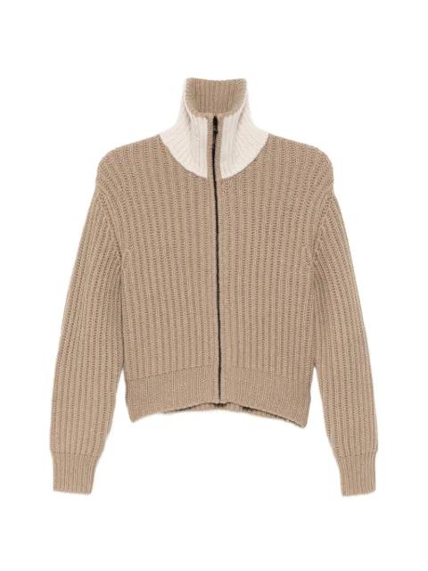 chunky-knit zip-up cardigan by JAMES PERSE