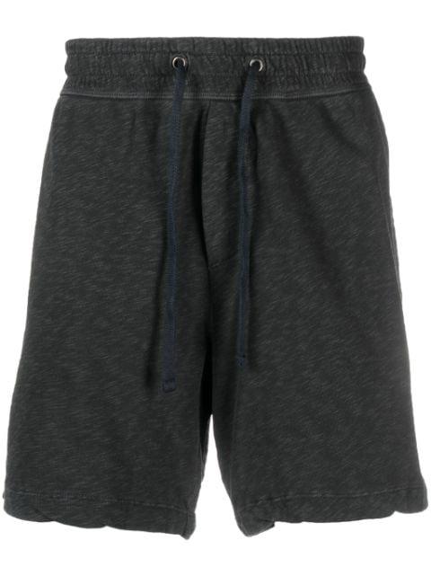 mélange-effect cotton track shorts by JAMES PERSE