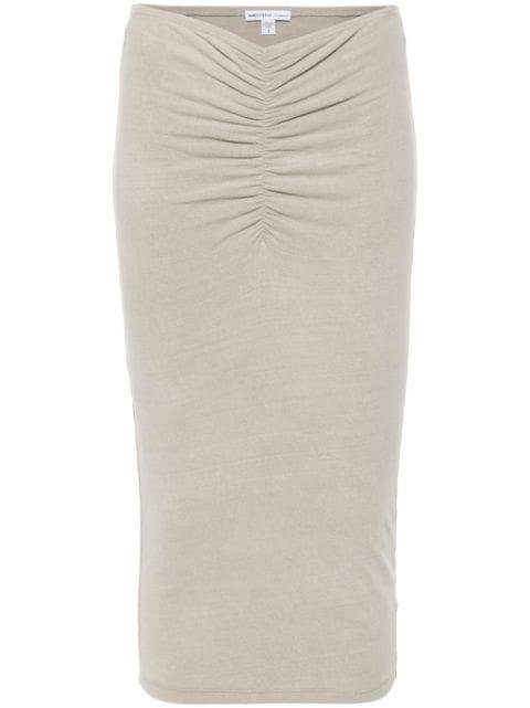 ruched jersey midi skirt by JAMES PERSE
