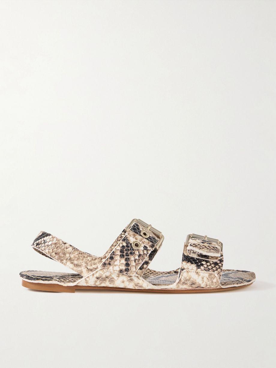 The Double Buckle snake-effect leather sandals by JAMIE HALLER