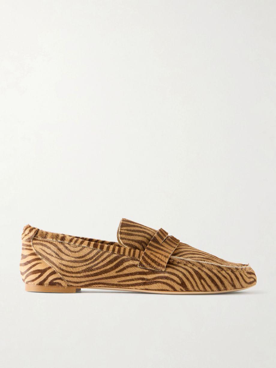 Zebra-print calf hair penny loafers by JAMIE HALLER
