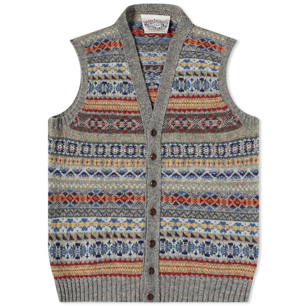Jamieson's of Shetland Fair Isle Button Through Vest by JAMIESONS OF SHETLAND