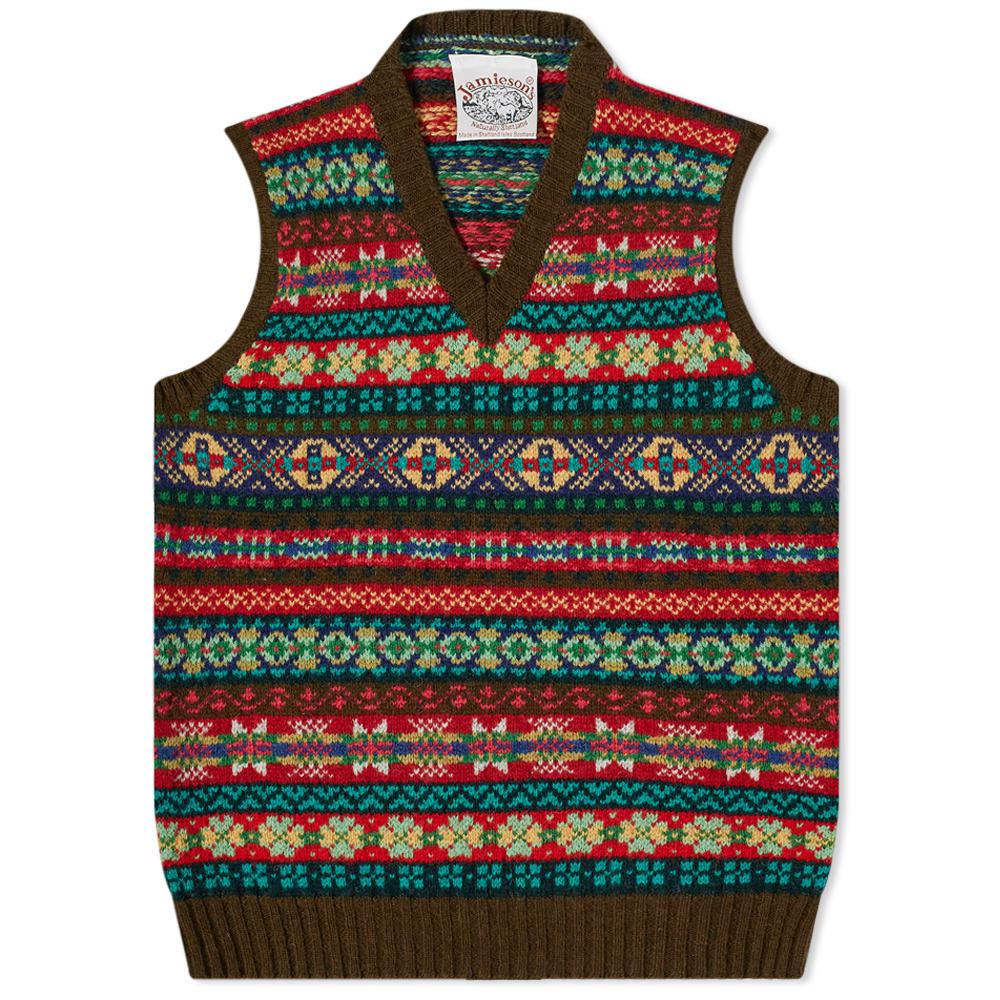 Jamieson's of Shetland Fair Isle V-Neck Vest by JAMIESONS OF SHETLAND