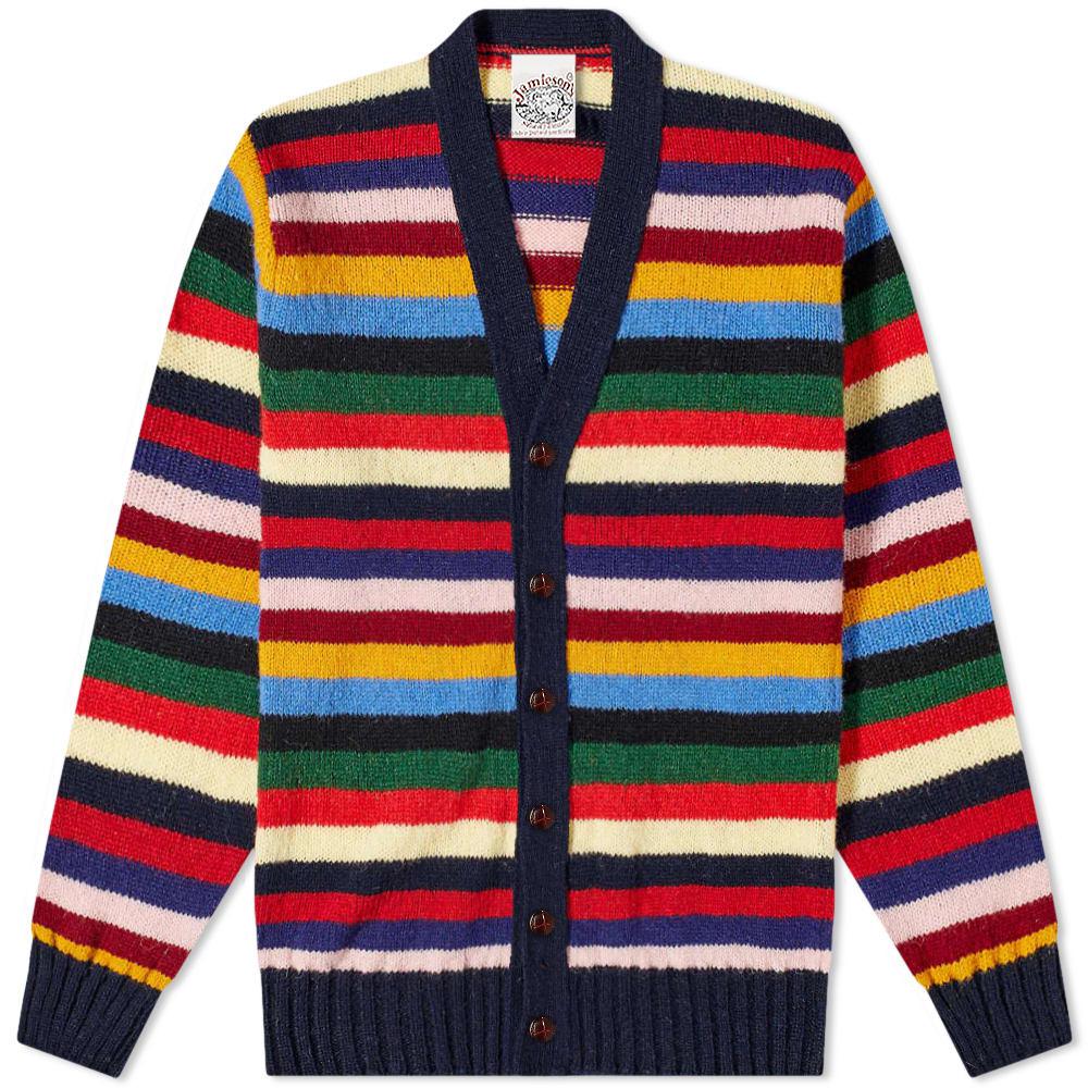 Jamieson's of Shetland Stripe V-Neck Cardigan by JAMIESONS OF SHETLAND