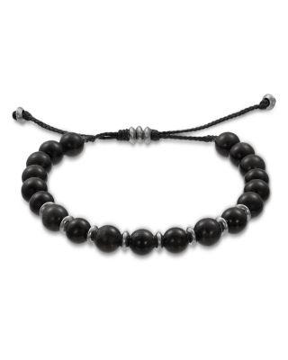 Black Agate Beaded Bracelet by JAN LESLIE