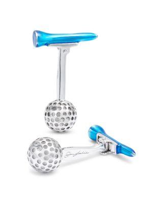 Golf Ball & Tee Sterling Silver Cufflinks by JAN LESLIE