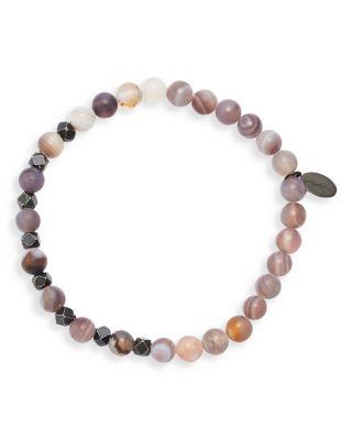 Matte Boswana Agate & Burnished Silver Beaded Bracelet by JAN LESLIE