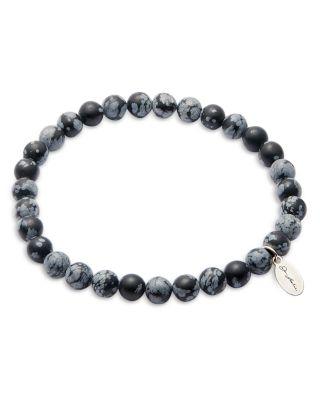 Matte Snowflake Obsidian Beaded Bracelet by JAN LESLIE