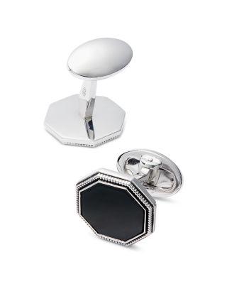 Octagon Sterling Silver & Onyx Cufflinks by JAN LESLIE