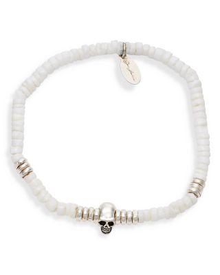 Shell & Sterling Silver Beaded Skull Bracelet by JAN LESLIE
