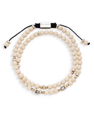 White Bone & Sterling Silver Beaded Wrap Bracelet by JAN LESLIE