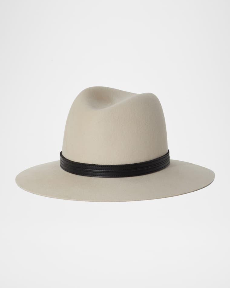 Corinne Belted Wool Fedora Hat by JANESSA LEONE