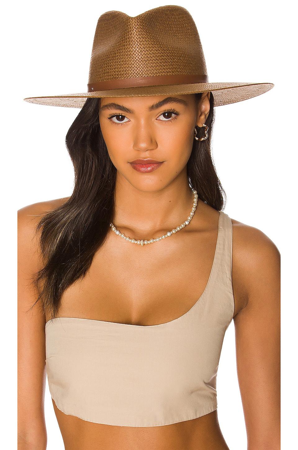 Janessa Leone Sherman Hat in Brown by JANESSA LEONE