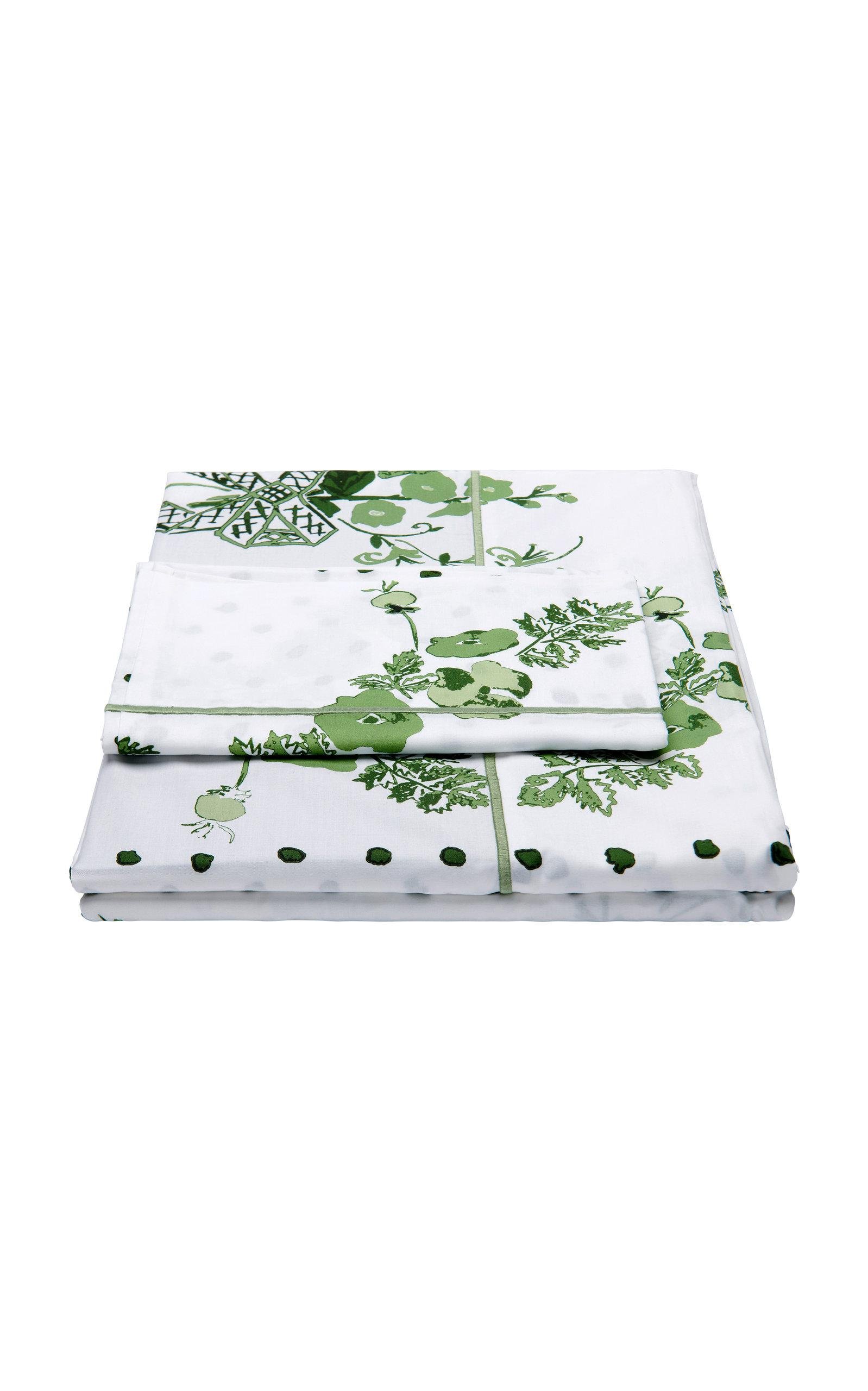 Janie Kruse Garnett - King Bridge Street-Printed Cotton Sheet Set - Green - Moda Operandi by JANIE KRUSE GARNETT