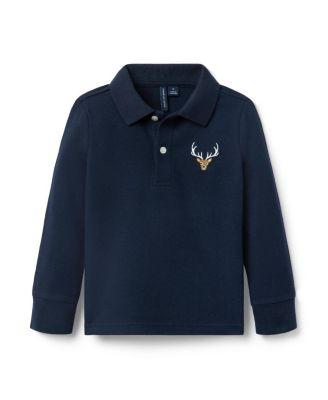 Unisex Embroidered Deer Pique Polo by JANIE&JACK