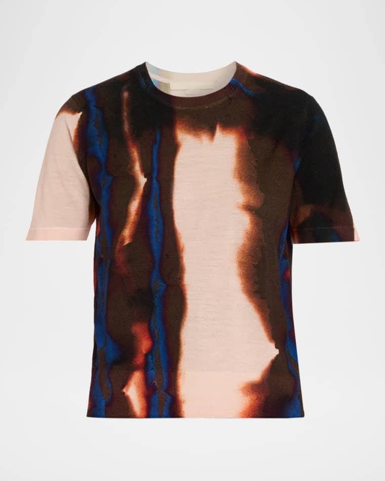 Burned Striped Wool Short-Sleeve Sweater by JASON WU
