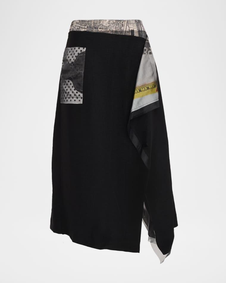 Collage Print Deconstructed Midi Wrap Skirt by JASON WU