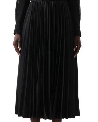 Crepe Satin Pleated Midi Skirt by JASON WU