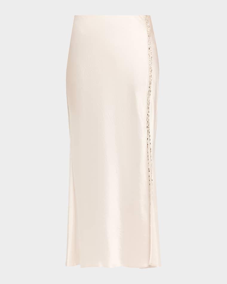 Crystal-Trim Washed Twill Bias Midi Skirt by JASON WU