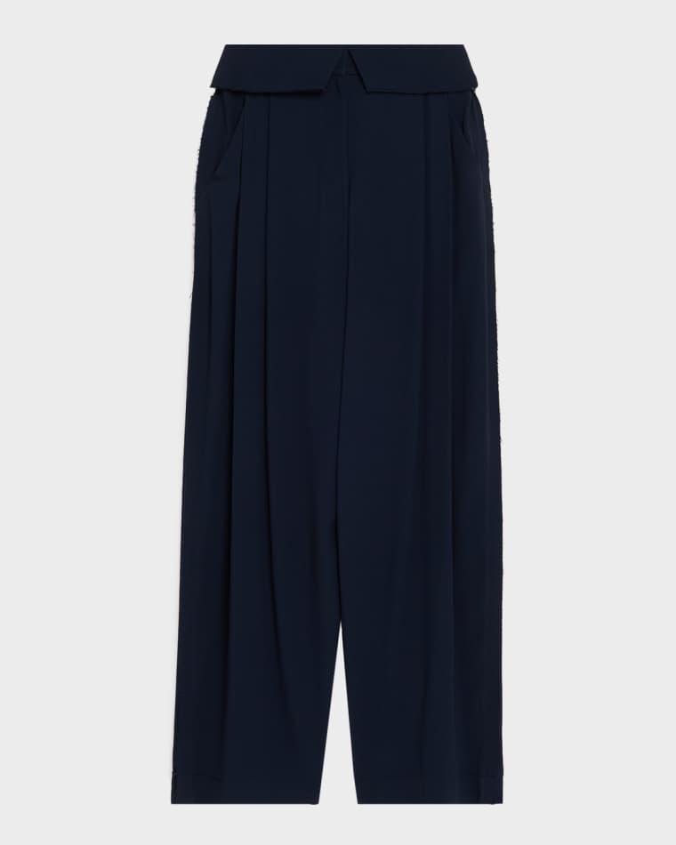 Foldover-Waist Pleated Wide-Leg Pants by JASON WU