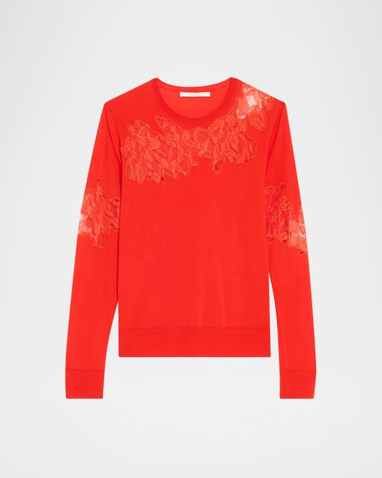 Lace-Inset Merino Wool Sweater by JASON WU