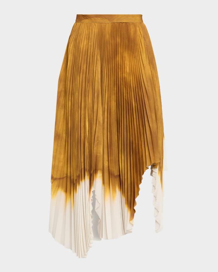 Painted Stripe Pleated Asymmetric Skirt by JASON WU