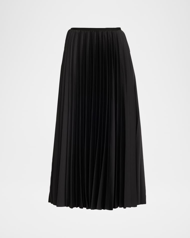 Pleated Crepe Satin Midi Skirt by JASON WU