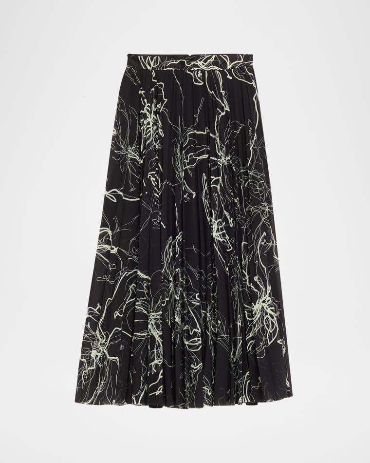Pleated Floral-Print Chiffon Midi Skirt by JASON WU