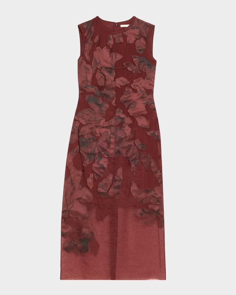 Printed Applique Sleeveless Midi Dress by JASON WU