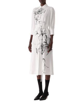 Shadow Floral Silk Twill Shirtdress by JASON WU