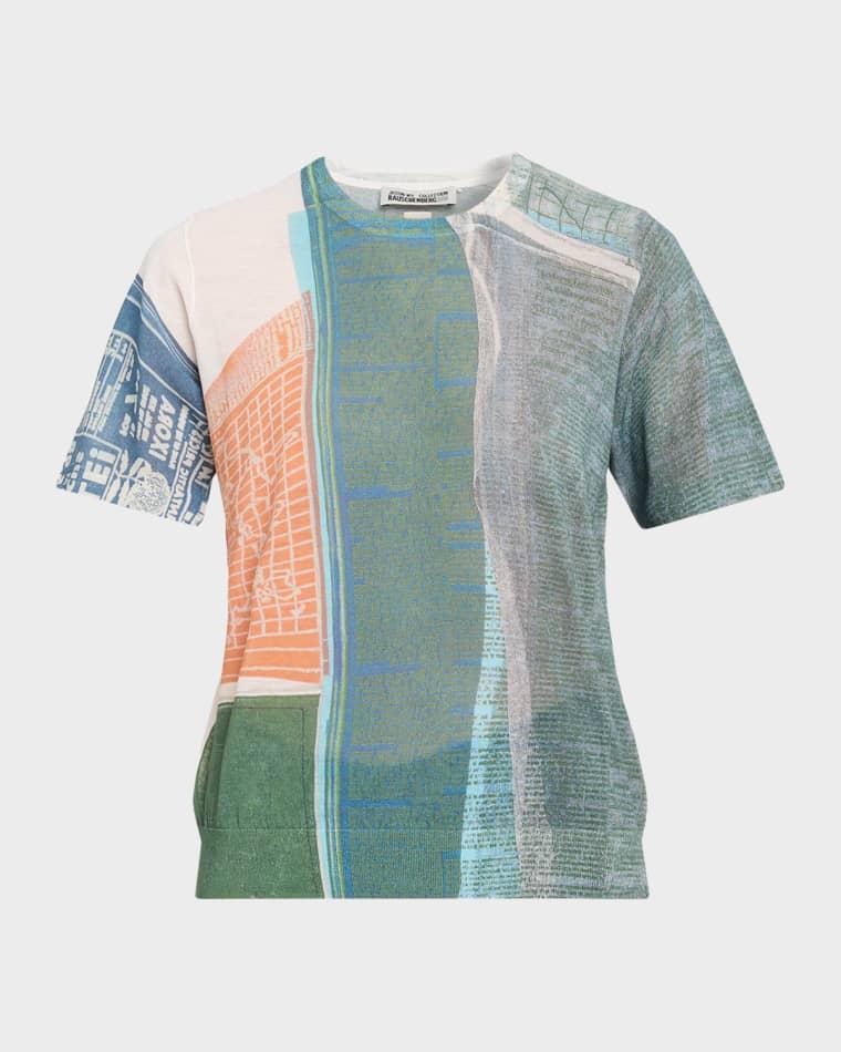 Short-Sleeve Knit Top with "Platter" Artwork by Robert Rauschenberg by JASON WU
