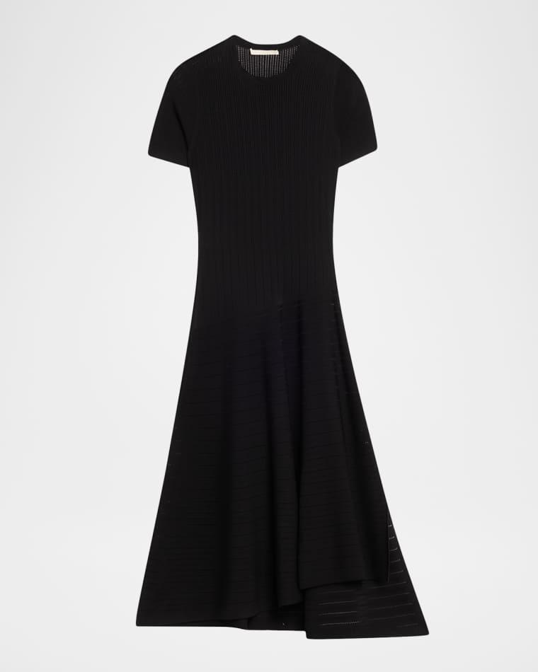 Short Sleeve Pointelle Asymmetric Dress by JASON WU