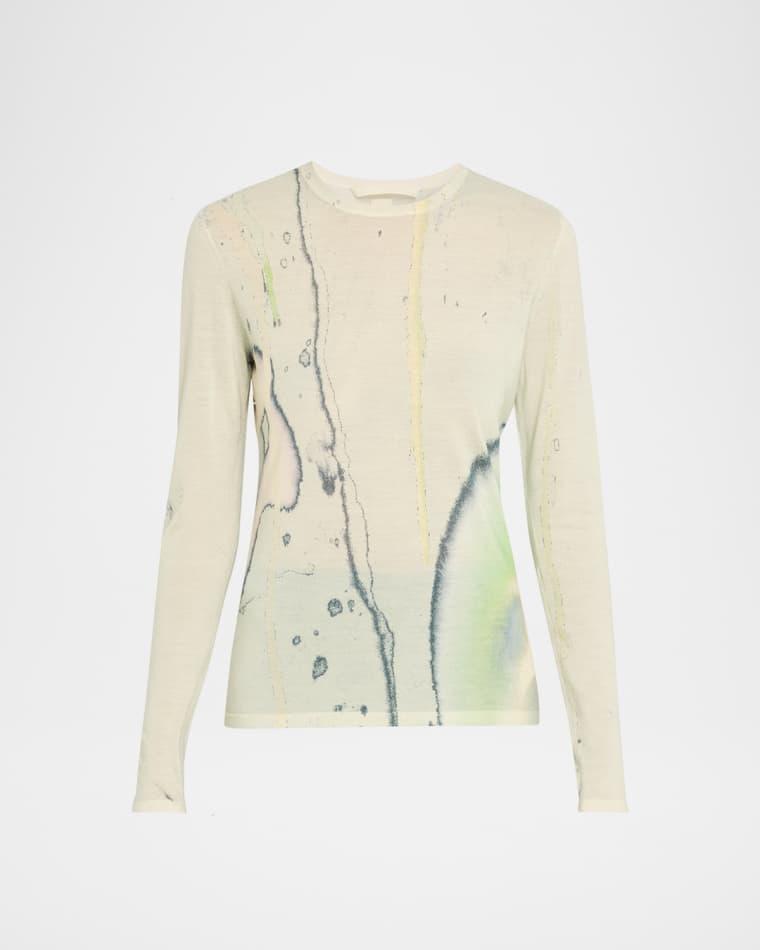 Watercolor-Print Merino Wool Sweater by JASON WU