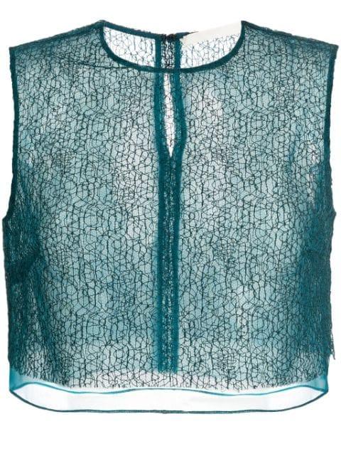 layered cropped silk blouse by JASON WU