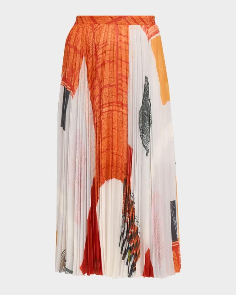 x Robert Rauschenberg Pleated Chiffon Midi Skirt by JASON WU