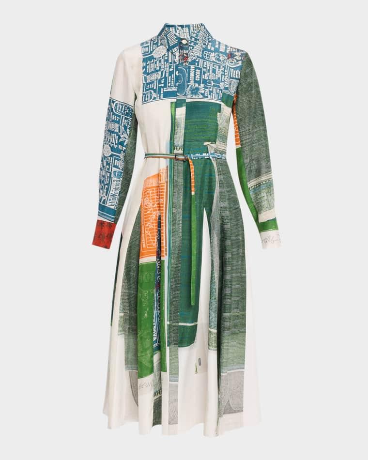 x Robert Rauschenberg Sandwashed Silk Midi Shirtdress by JASON WU