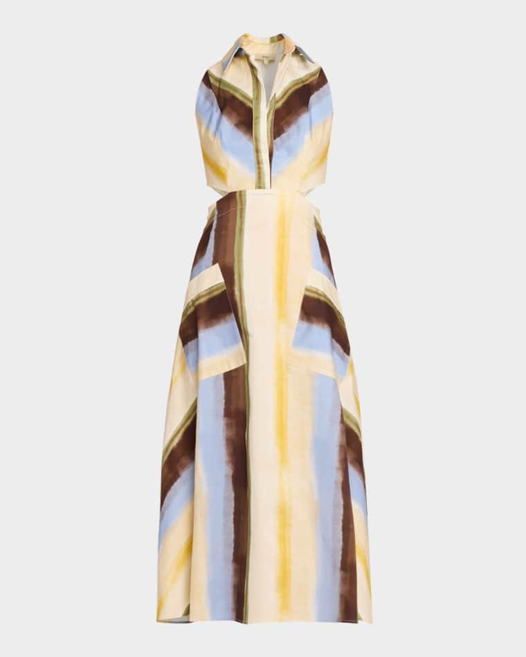 Fiona Watercolor Stripe Cutout Midi Dress by JBQ