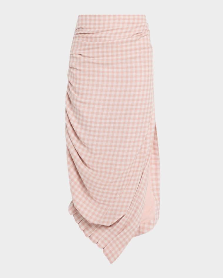 Novie Draped Plaid Midi Skirt by JBQ