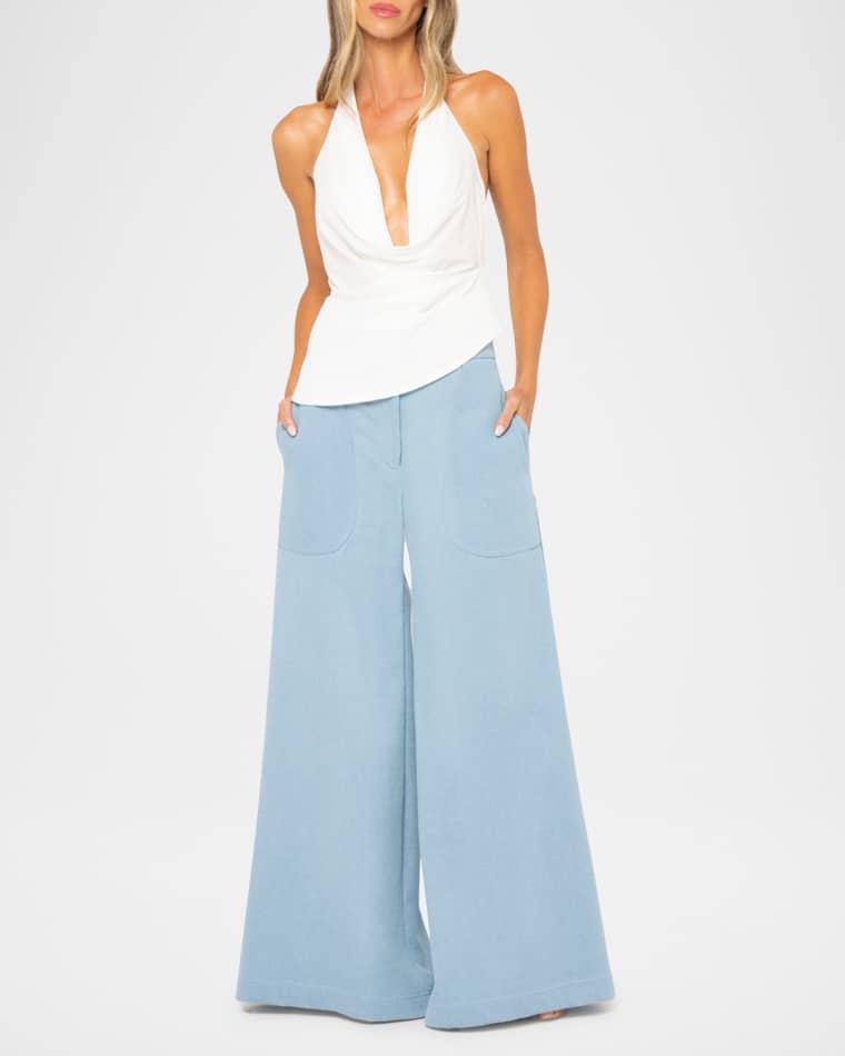 Oslo Chambray Wide-Leg Pants by JBQ