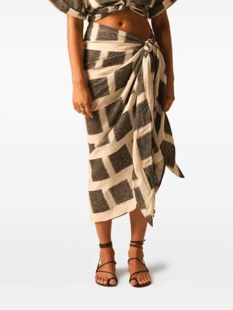 Pearl square-print wrap midi skirt by JBQ