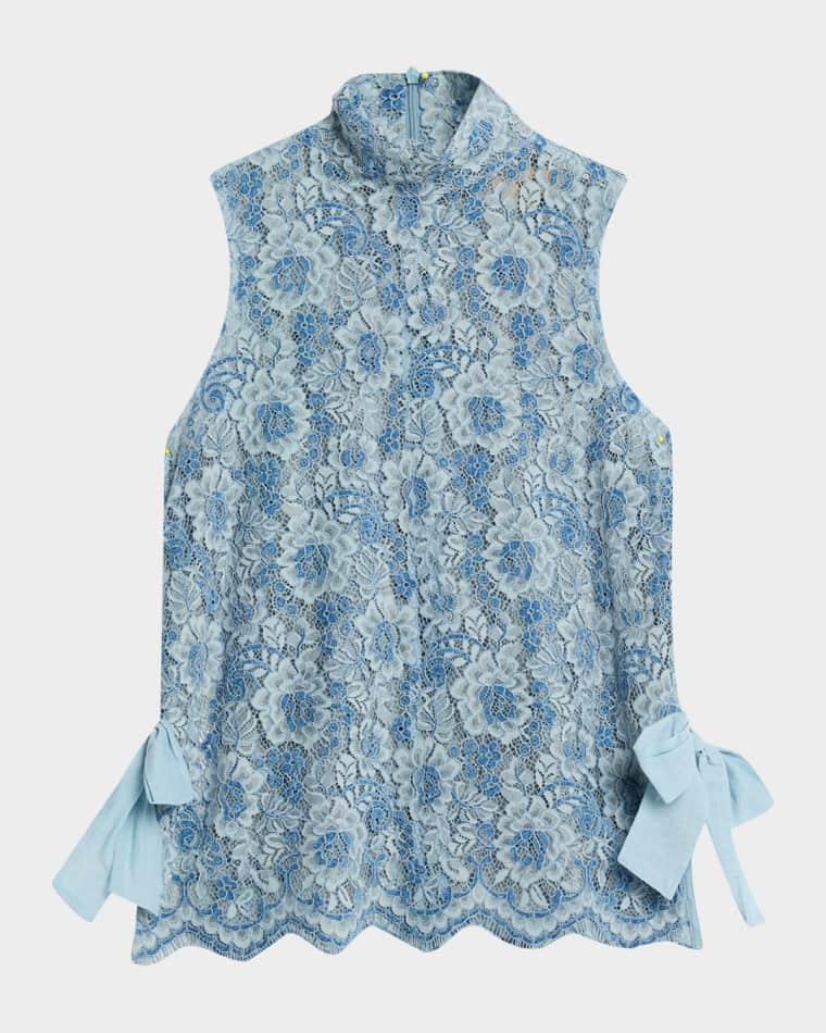 Sylvee Floral Lace Mock-Neck Top by JBQ