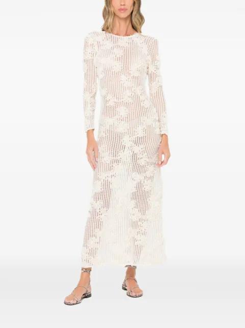 floral-appliqué open-knit beach dress by JBQ