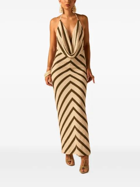 striped halterneck maxi dress by JBQ