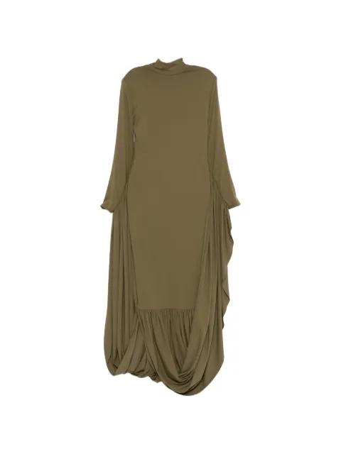 long sleeve ruffled maxi dress by JEAN-LOUIS SABAJI