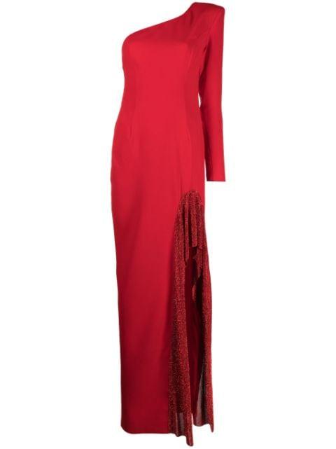 one-shoulder side-slit maxi dress by JEAN-LOUIS SABAJI