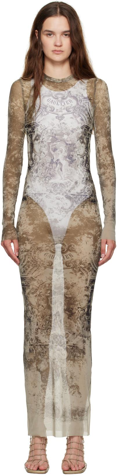 Beige 'The Long Médaillon' Maxi Dress by JEAN PAUL GAULTIER