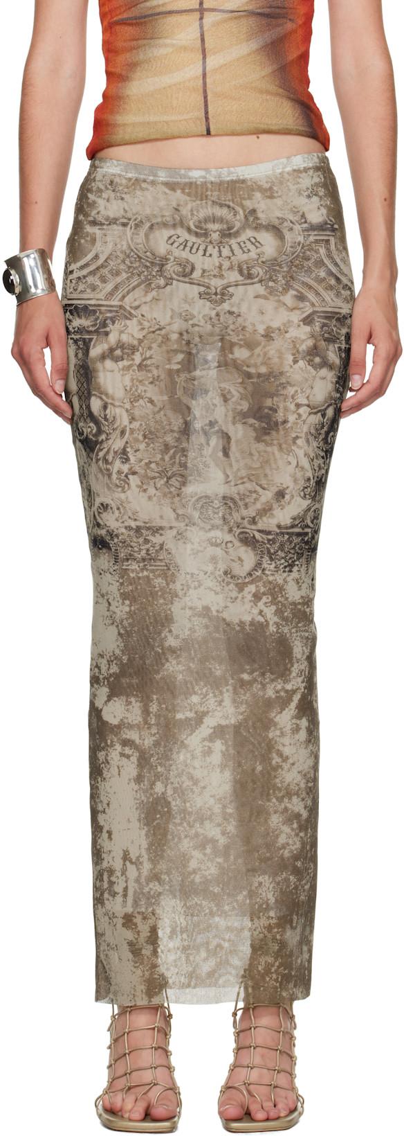 Beige 'The Long Médaillon' Midi Skirt by JEAN PAUL GAULTIER
